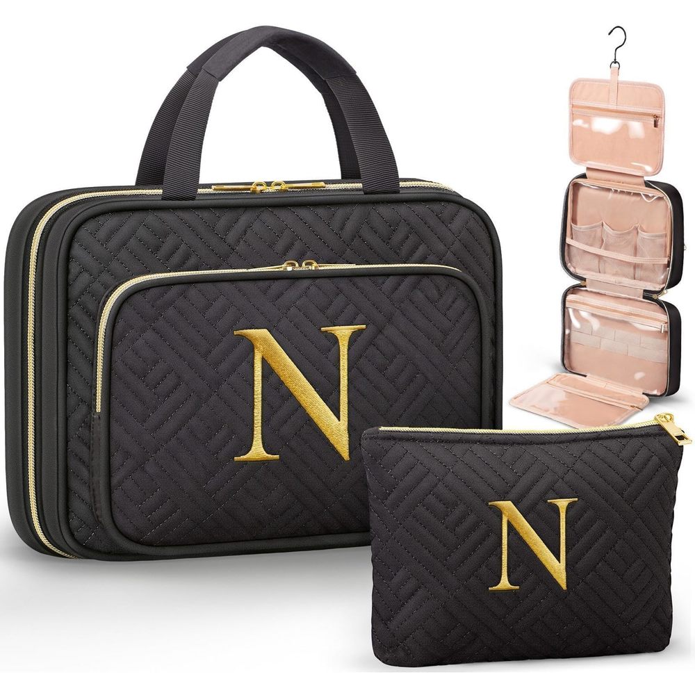 Personalized Gifts For Women, Initial Toiletry Bag Hanging Travel Organizer &😙